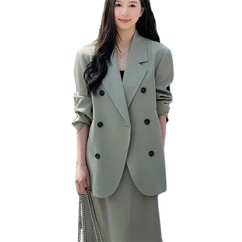 

2024 Spring Autumn Blazers Jackets New Loose Suit Set ,Women's Clothing ,Royal Sister Suit Coat Skirt .Women Two Piece Sets