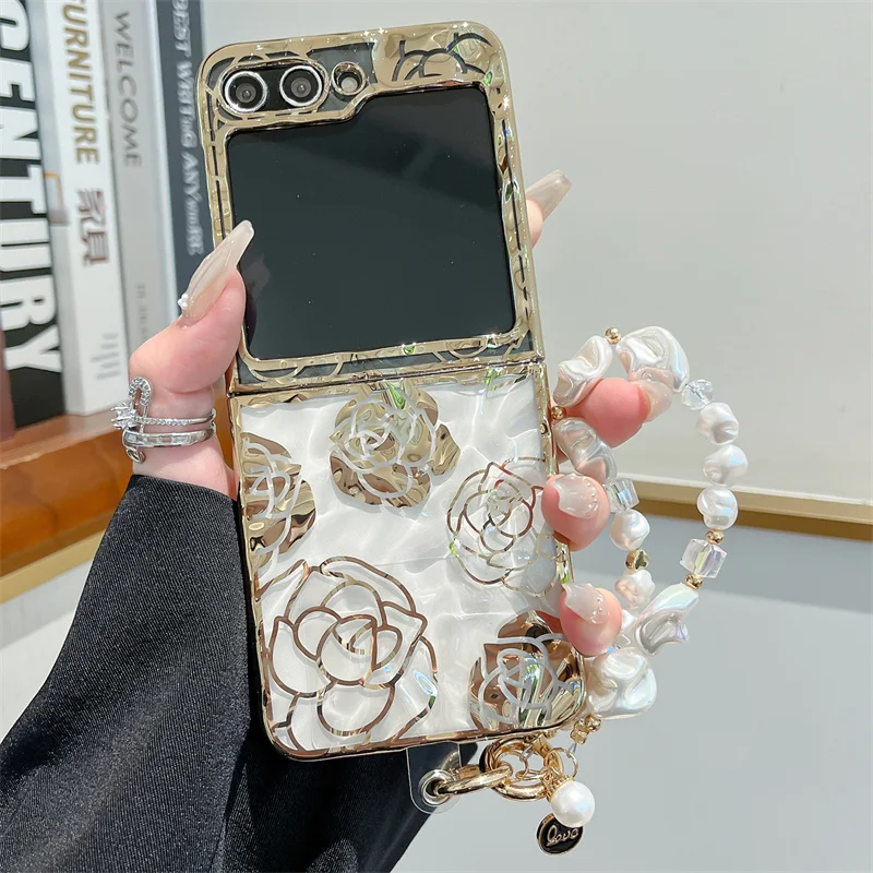 Luxurious Electroplated Gold Rose Phone Case with Personalized Chain