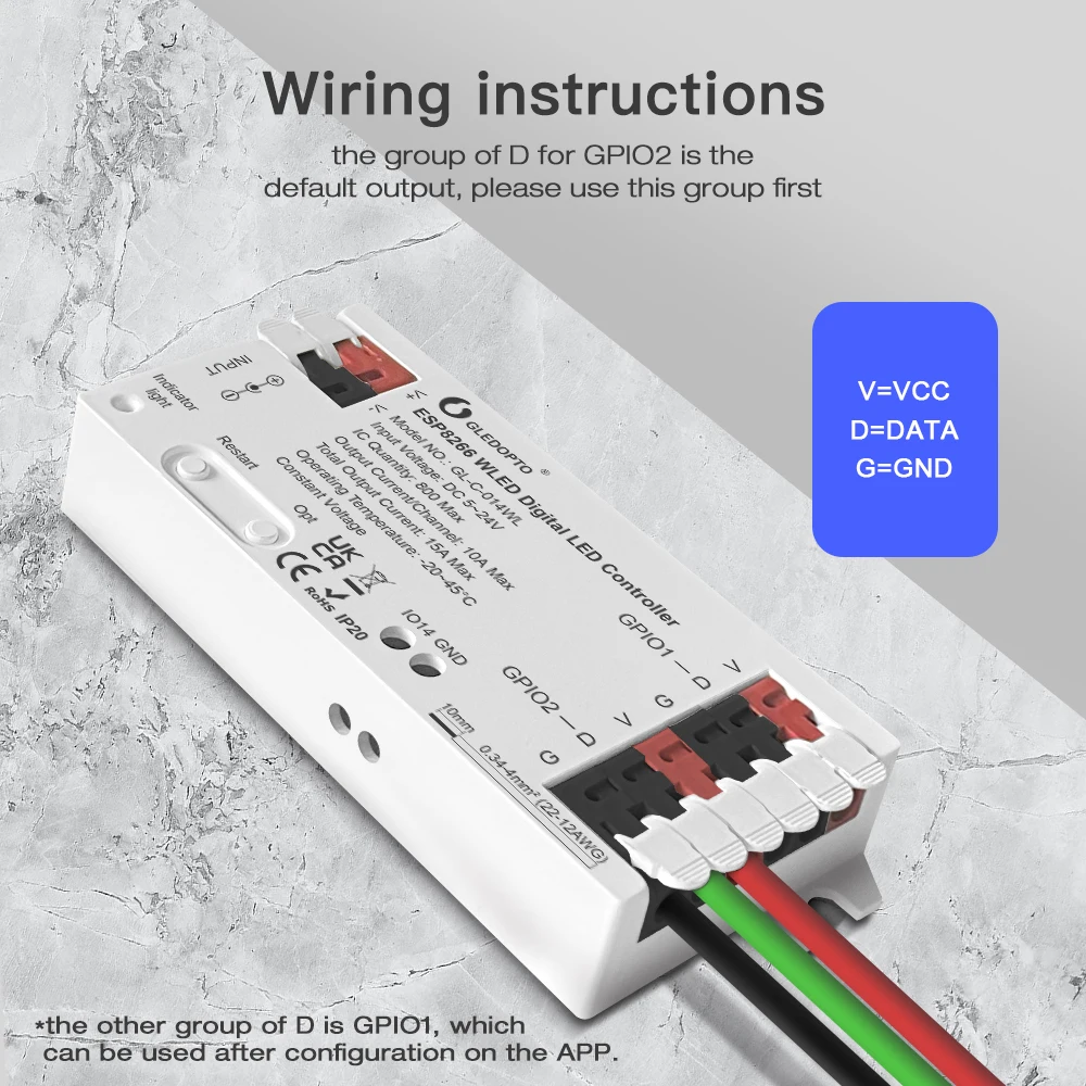 Description Picture 6 of itemESP8266 WLED LED Controller Dynamic RGB 800IC DIY App Control For WS2811 WS2812 SK6812 TM1814 WS2813 WS2815 Strip Light
