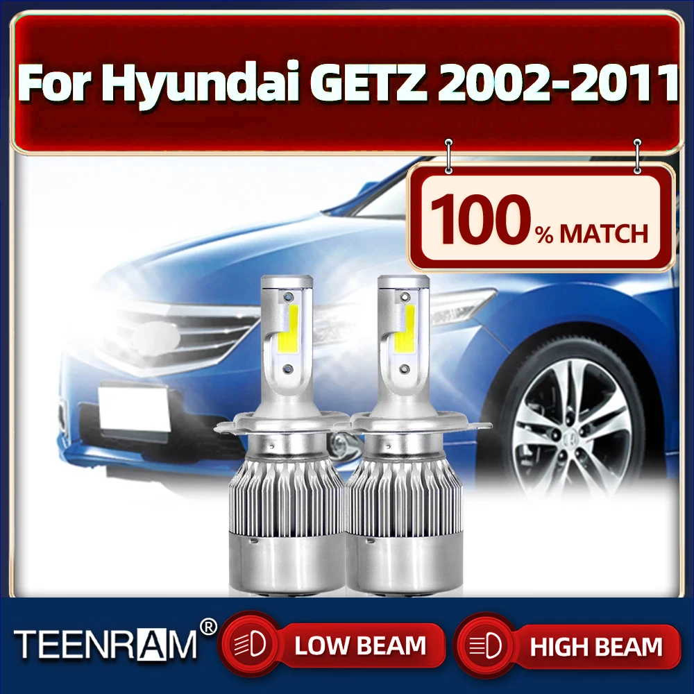 

2Pcs H4 Led Headlight Bulb 20000LM Car Led Lamp 6000K White 12V For Hyundai GETZ 2002-2004 2005 2006 2007 2008 2009 2010 2011