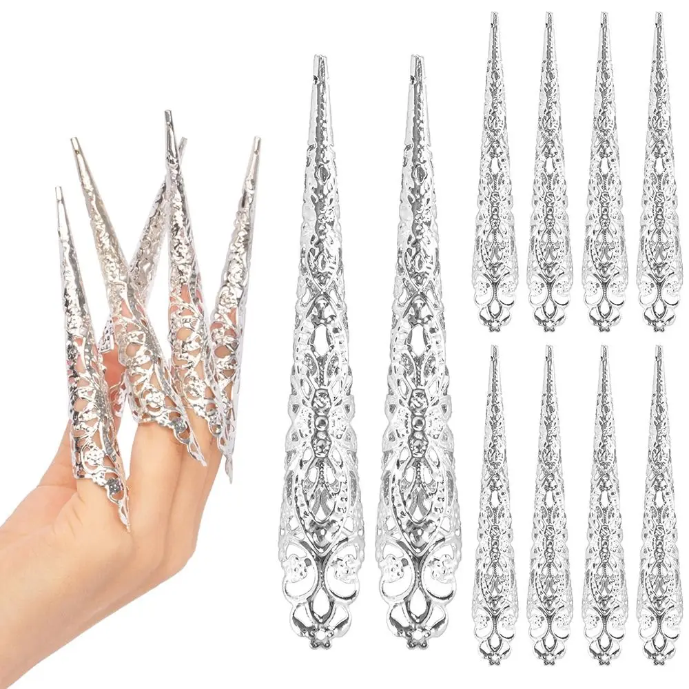 10Pcs Indian Thai Dance Dance Prop Belly Dance Dance False Nail Finger Jewelry False Nail Finger Nail Tip