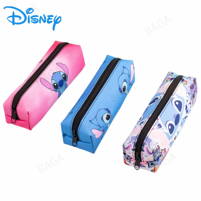 Disney Cartoon Lilo & Stitch Theme Large Capacity Pencil Case Pu Leather  Double Layer Pencil Pouch Pen Organizer Student School Stationery Bag Gift  Fo