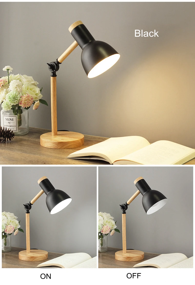 Nordic LED Desk Lamp - Wooden Iron Folding Table Lamp for Dorm & Home Office