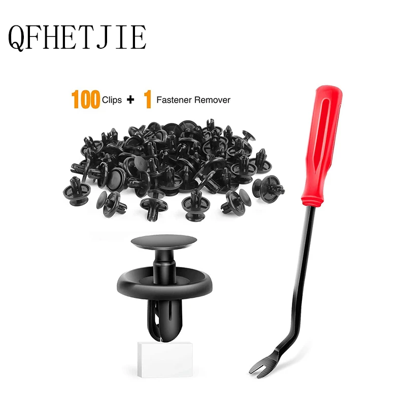 

QFHETJIE 100 шт. фиксатор кузова автомобиля щит от брызг зажим 90467-07201 Сменные нейлоновые заклепки автомобильные крепежные зажимы