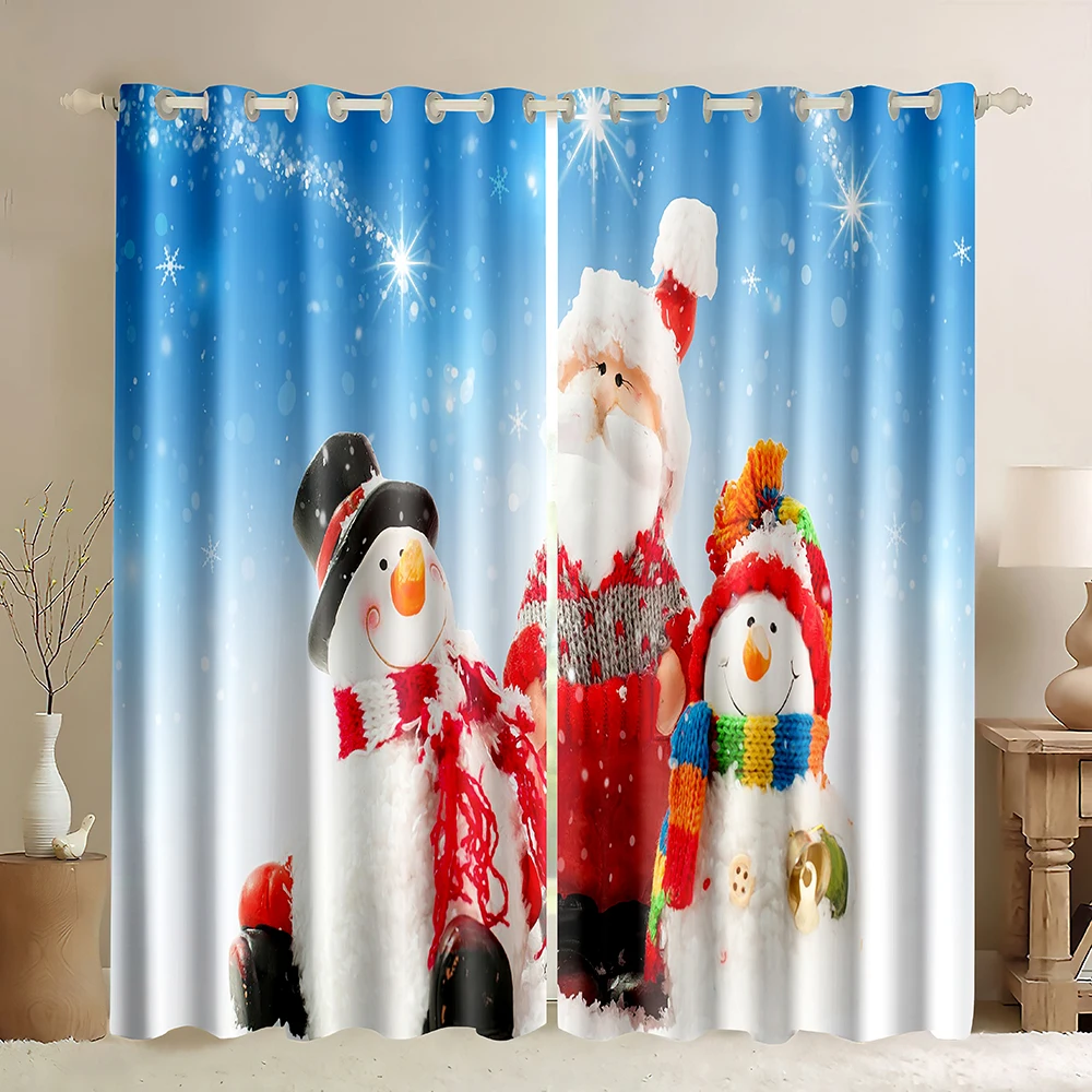 

Christmas Snowman Window Curtains 1 Panel,Winter Snowflake Xmas Blackout Curtains Drapes,Rod Pocket Window Treatment Curtains