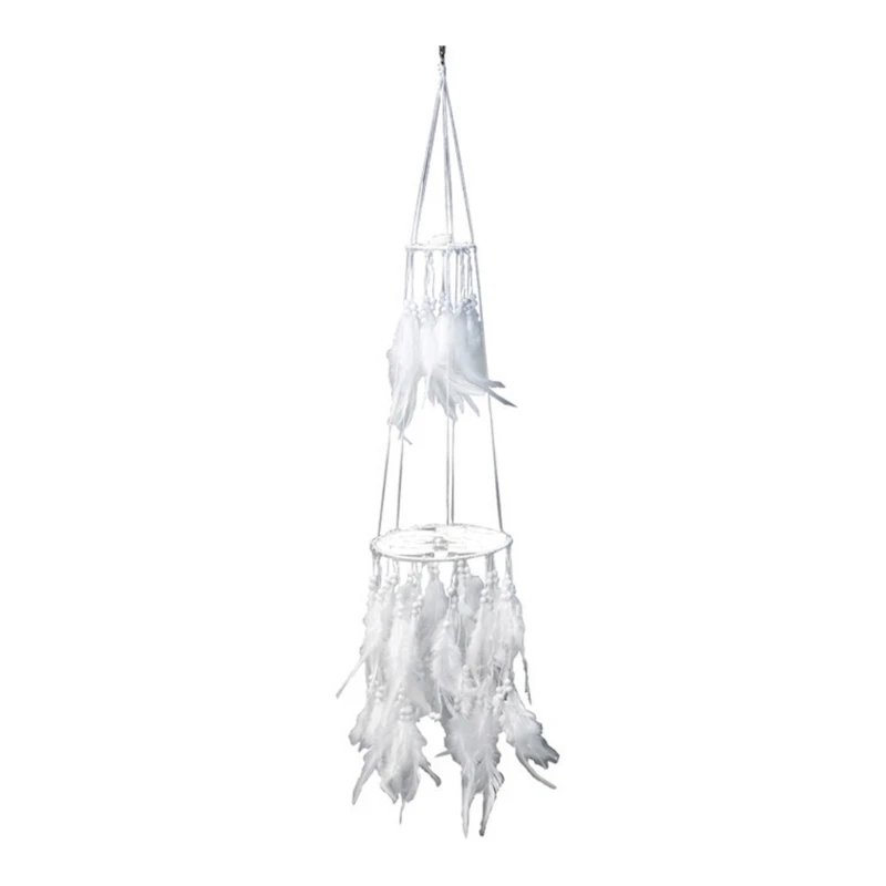 

Bohemian White Feathers Dreamcatcher Hanging Ornament for Kid Room Home Decor