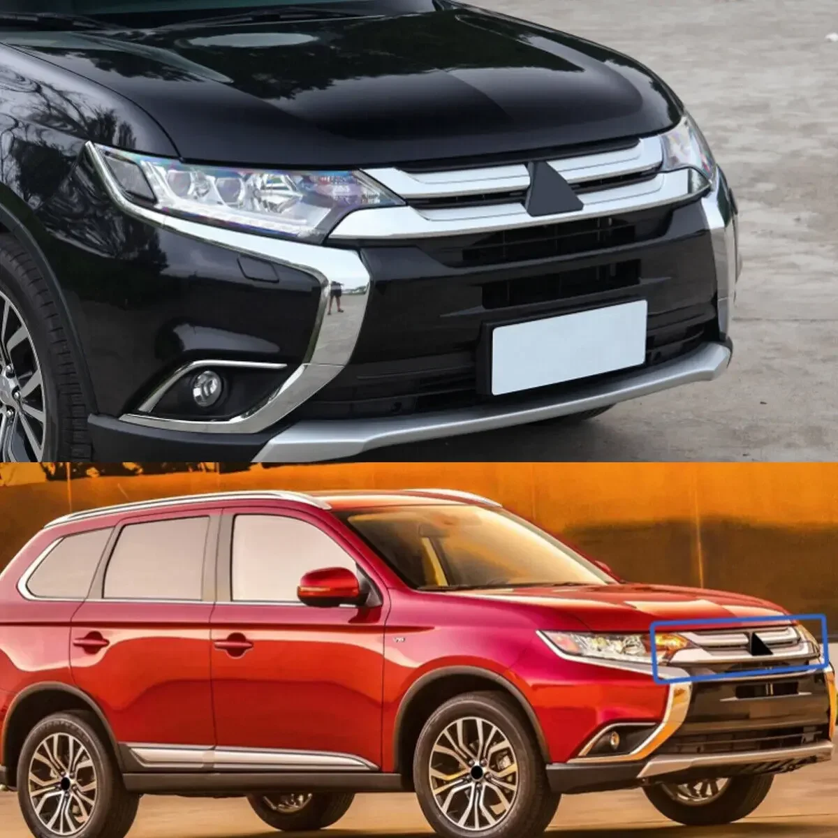 Frontal Alerón Spoiler Labio Para Mitsubishi Outlander 2016-2020,Parachoques Delantero Labio Divisor Difusor Kit Carrocería