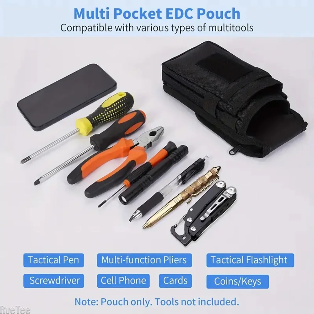전술 EDC 파우치 벨트 홀스터 - 전기 기술자용 멀티툴 정리함, 소형 공구 슬리브 공구 파우치, 휴대폰, 칼 및 장비 수납 가능