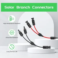 Connecteurs solaires d'alimentation câble de branche en Y 30A, câble solaire adaptateur parallèle en paire pour panneau solaire 1 * M/FF + 1 * F/MM noir rouge alimentation 6