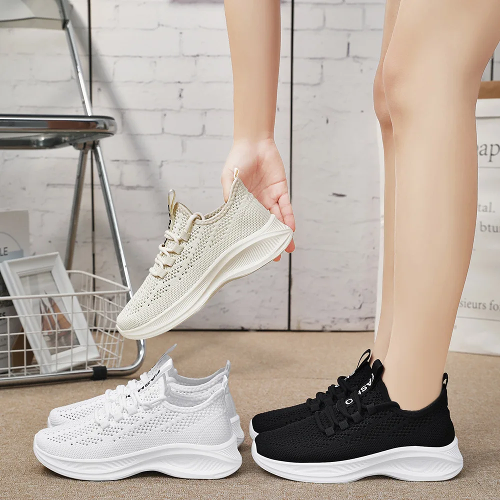 Women's shoes 2024 summer fabric upper breathable casual shoes fashion trend single shoe soft sole sports women's shoes