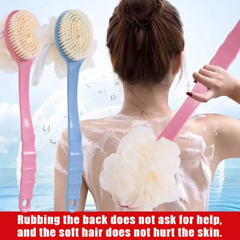 # Spazzola da bagno @Soft Loofah And Bristles per donne e uomini - Spazzola da doccia curva con manico lungo per il corpo, il viso e il lavaggio spa - immagine 2