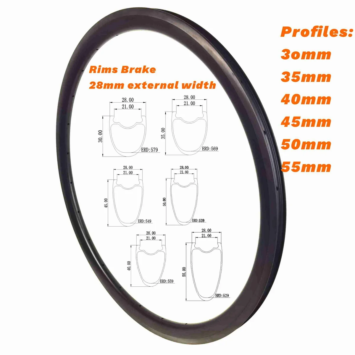 

Light 700C Gravel Bike Road Carbon Rims V Brake 28mm Width 30mm 35mm 40mm 45mm 50mm 55mm Height Tubeless Toray T800