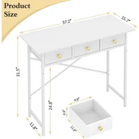 with 3 Drawers, 37.2 Inch Small Computer Desk for Small Spaces, Simple Study Table for Kids Bedroom, Office Desks 2
