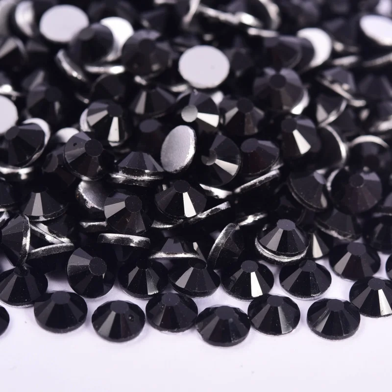 Black Rhinestones For Nails Round Shape Hotfix Stones And Crystals