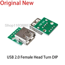 USB 2.0 Type A Female to DIP PCB Breakout Board Adapter (Pack of 1/5/10) (10PCS)