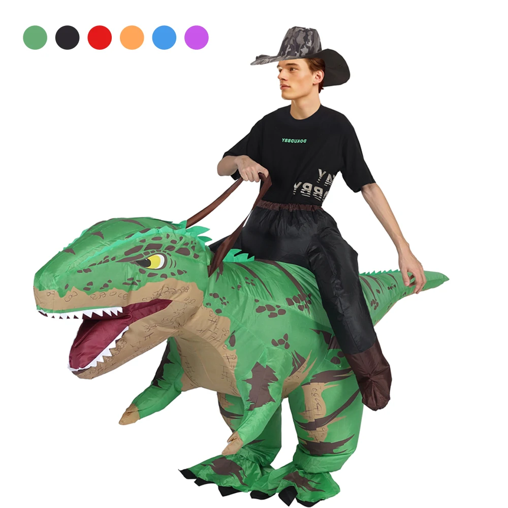 Ride Tyrannosaurus Inflatable Dinosaur Costume T-rex for Adult Inflatable Fantasy Role-play Fancy Halloween Mascot Party Apparel
