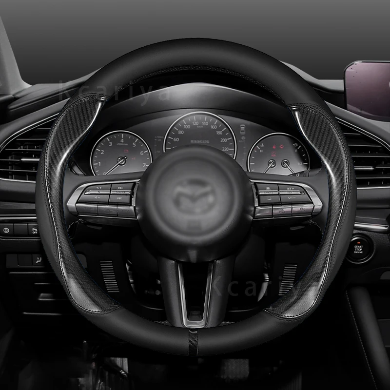 Mazda 3 Exela 스티어링 휠 커버, CX5 윙 CX4 AtZ CX30CX50 호스 6 탄소 섬유 미끄럼 방지 핸들바 커버