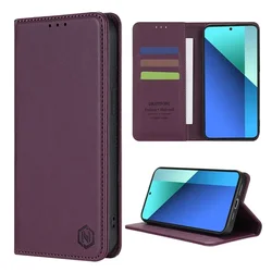 Leather Wallet Case with Magnetic Card Slot and Flip Cover for Poco X7 Pro (Wine red)