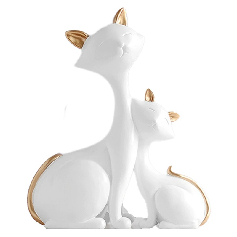 

Resin Cat Figurines Decorative Animals Desktop Gift Cat Statue Ornaments Home Decoration Living Room Accessories