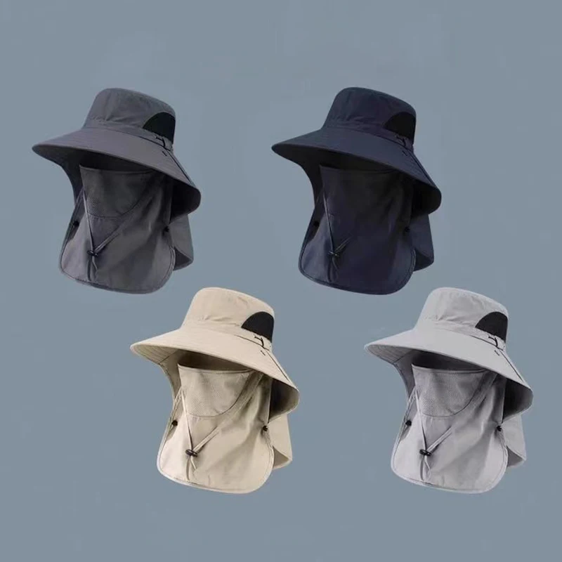 Sun Hats Summer UV Protection Outdoor Hunting Fishing Cap For Men Women Hiking Camping Visor Bucket Hat Neck Flap Fisherman Hat fishing hats