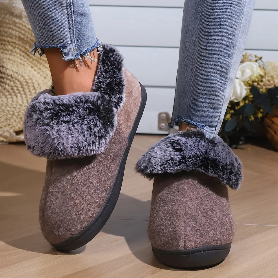 Women's Fuzzy Open-Toe House Slippers With Memory Foam & Non-Slip Outsole