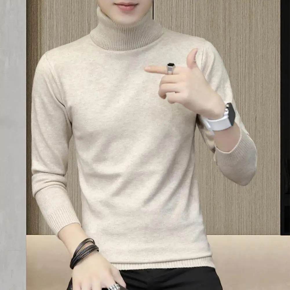 

Winter Warm Sweater Solid Color Sweater Stylish Men's Turtleneck Sweaters for Winter Slim Fit Windproof Warm for Autumn