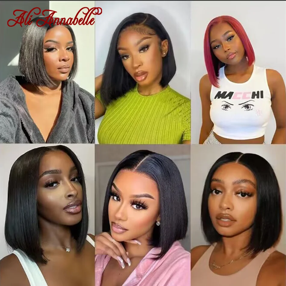 Benafee Bob-Perücke Aus 100% Echthaar – 13x4 HD-Spitze, 180% Dichte, Mit Babyhaar, Blau