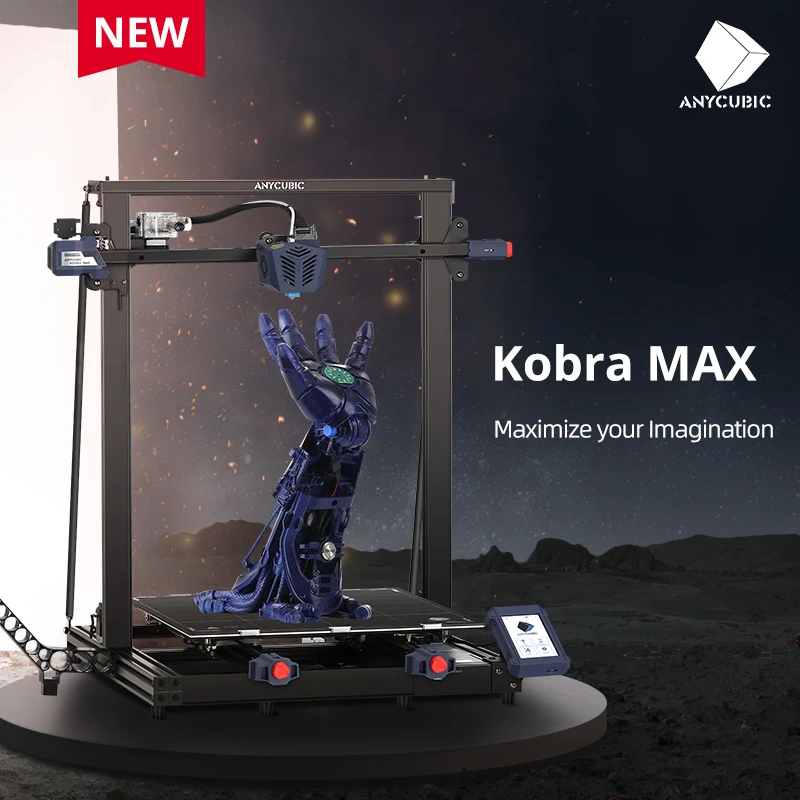 NEW ANYCUBIC 3D Printer KOBRA MAX Huge Print Size FDM 3d Printers Double Z-axis Smart auto-leveling Printing with 400*400*450mm 3dprinter