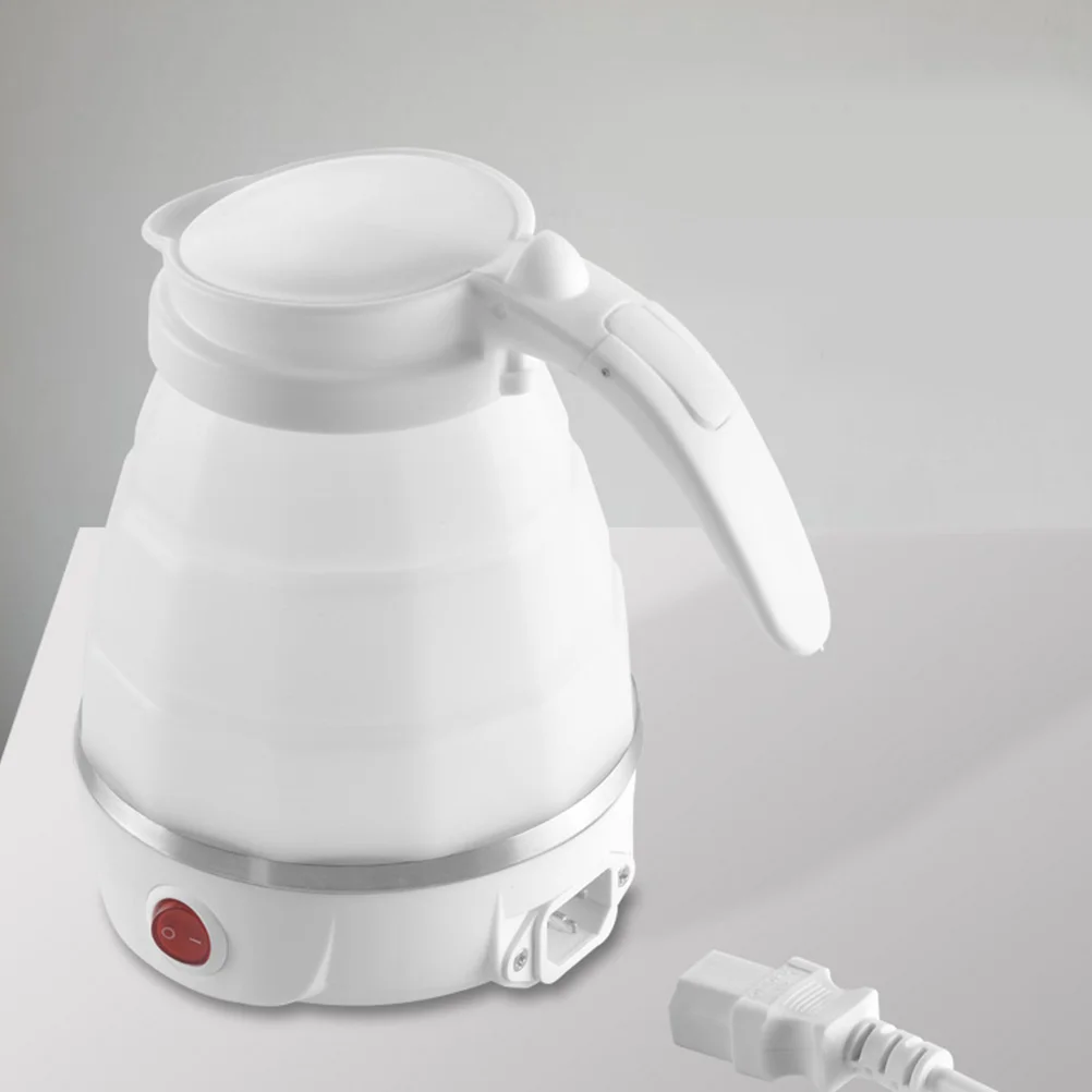 

600ml 800W 220V Plastic Folding Electric Kettle Multifunctional Travel Accessory for Home Outdoor Camping Hiking (White, EU