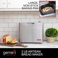 Home™ 2LB Artisan Bread Maker, Stainless Steel w/ 21 Functions, Ceramic Pan, Fruit/Nut Dispenser, 3 Loaf Sizes, 3 Shades, Gluten 2
