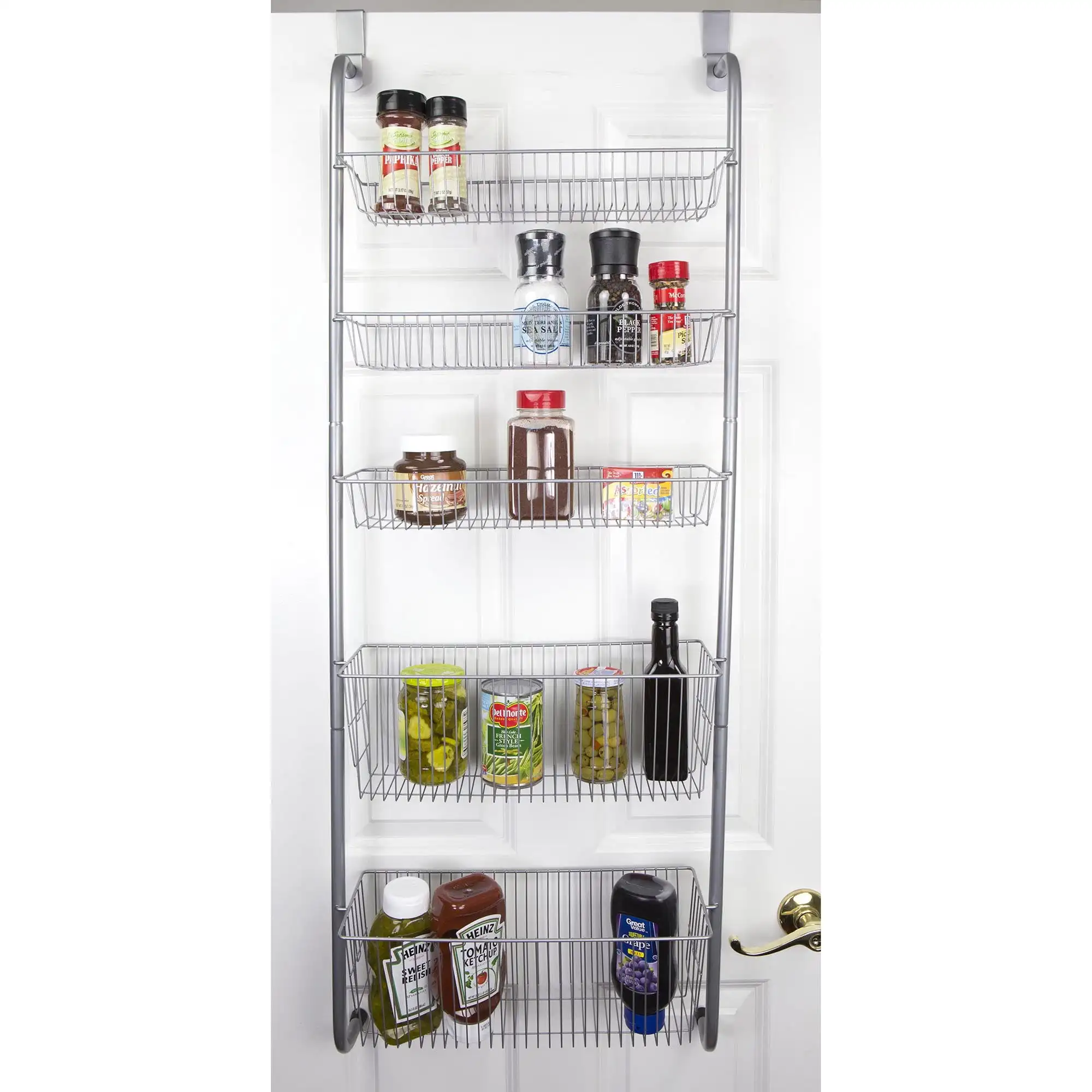 

Home Basics Over the Door Kitchen Pantry Organizer, Grey, 5 Shelves