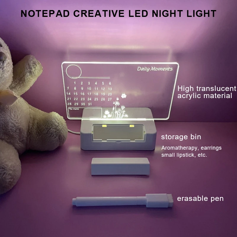 portable night light Portable Note Board Creative Led Night Light With Stand USB Message Board Holiday Lamp For Children Girlfriend Decorative night table lamps