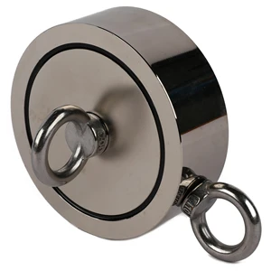 Neodymium Fishing Magnets (Double-Sided) Round Neodymium Magnet with Eyebolt 1200lbs Pulling Force Magnet for River Or Fishing