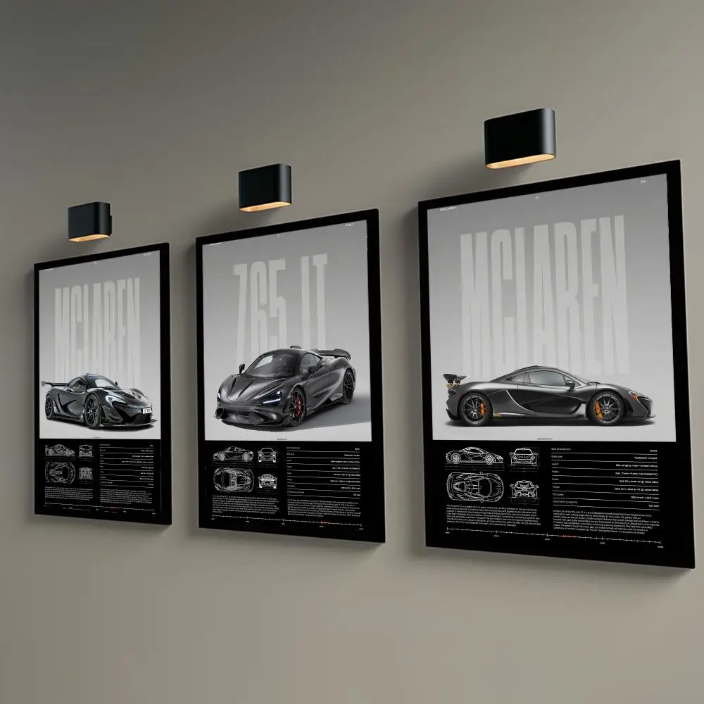 멋진 스포츠카 M_MCLaren 디자인 HD 리넨 캔버스 포스터 벽 아트 프린트 거실 침실 사무실 홈 장식 선물
