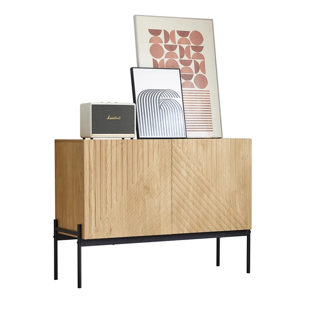 KOMHTOM 2 doors metal legs sideboard buffet dresser with line design