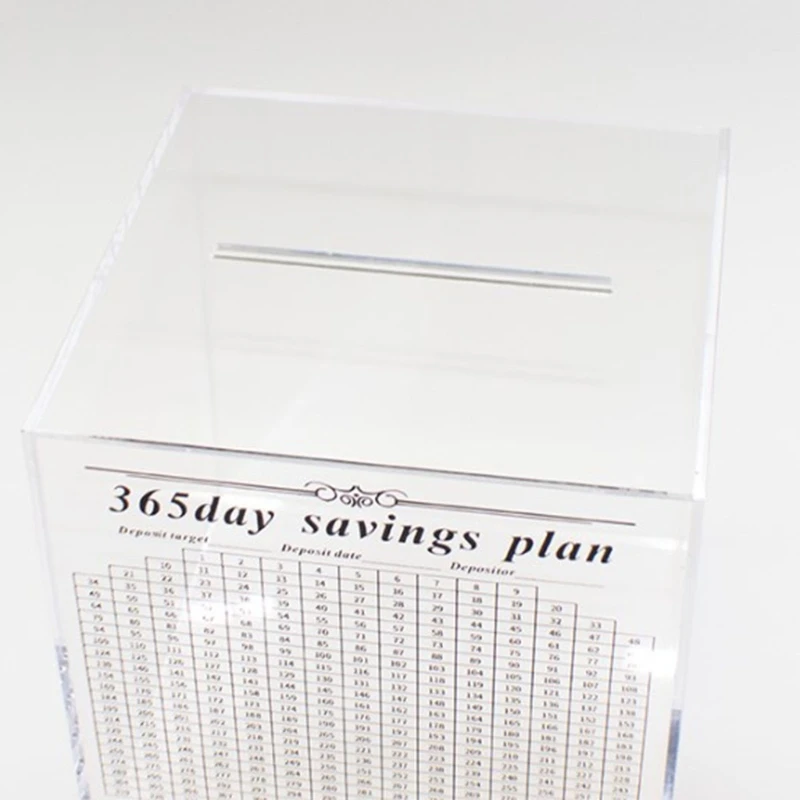 Y1UB Acrylic Money Saving Banks 365 Day Challenge Coin Jar for Personally Finance 2