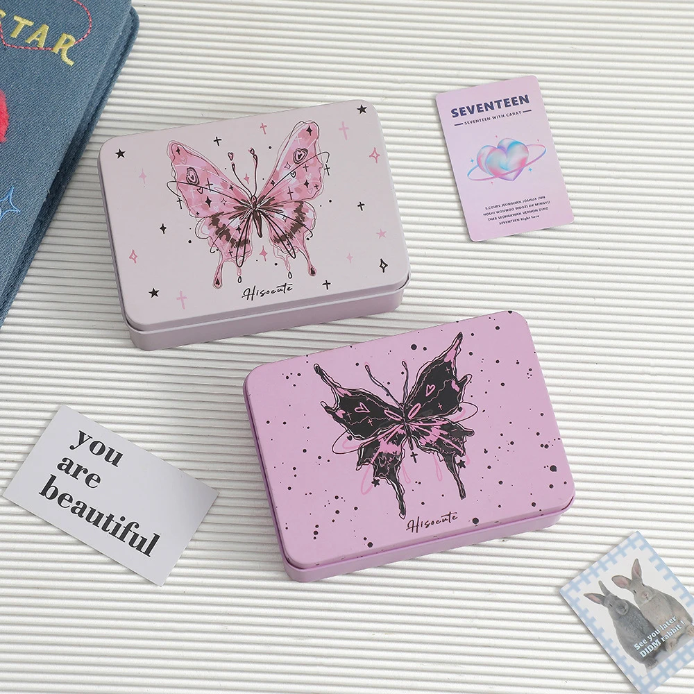 

Sweet Bow Sticker Box Jewelry Box School Stationery Metal Box Metal Storage Box Desktop Organizer Easy To Carry Big Capacity