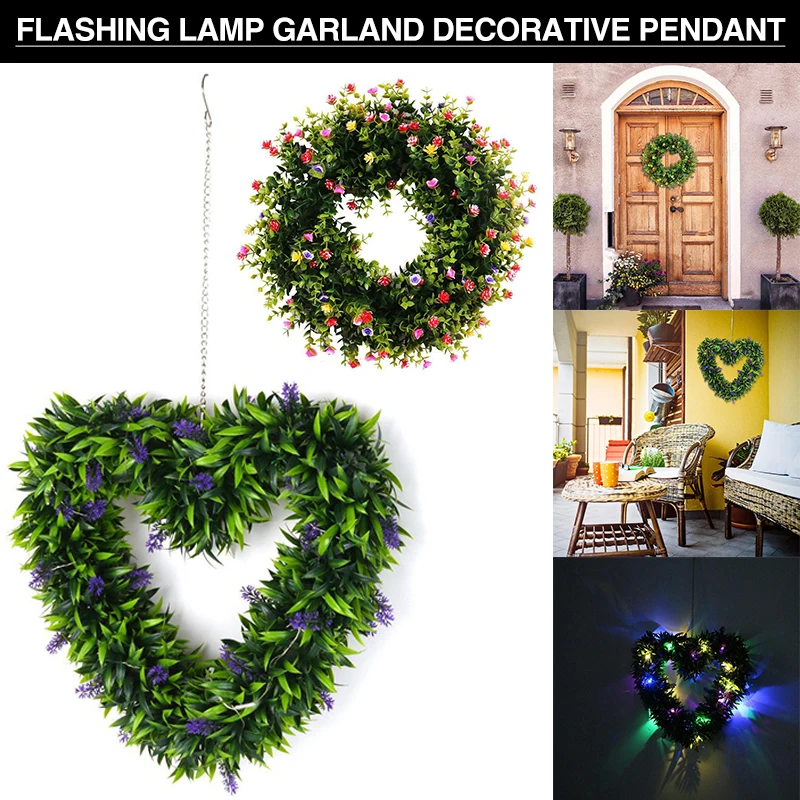 

Farmhouse Wall Window Porch Wreath Artificial Colorful Flowers Wreath Front Door Hanging Wreaths Home Wedding Welcome Decoration