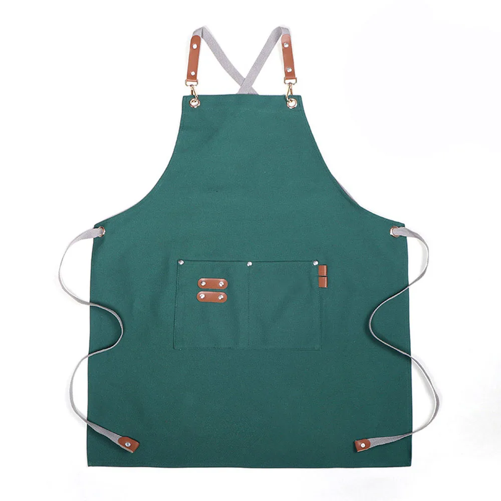 Kitchen Apron Cooking Apron Canvas Jean Fabric Apron With Pockets
