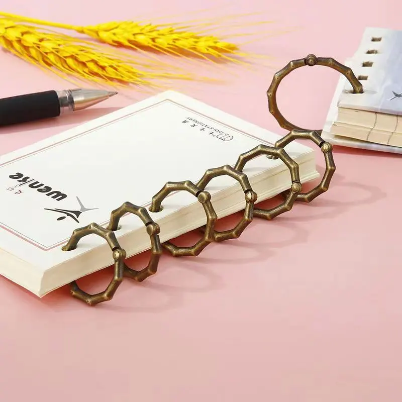 3pcs/Lot Metal Ring Binder Spring Gate O Ring Openable Bamboo Design Snap Clasp Clip Trigger Hook Loose-Leaf Binding Supplies
