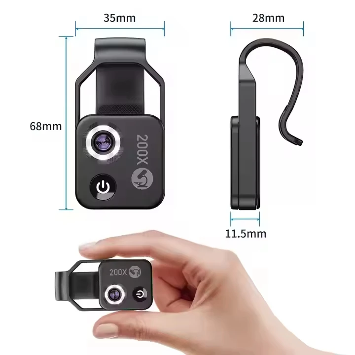 200배 확대 휴대폰 카메라 렌즈, 휴대용 매크로 렌즈