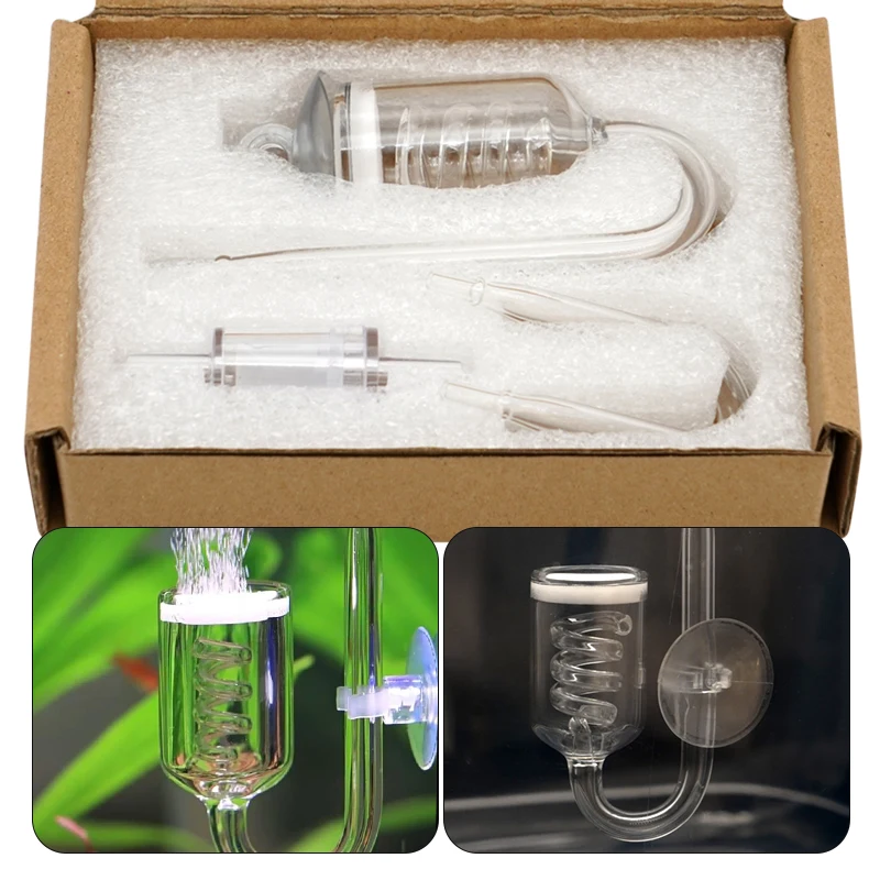 CO2 Diffuser Aquarium Glass Spiral Carbon Dioxide Atomizer Diffuser With Suction Cup For Aquarium Fish Tank Accessories 5