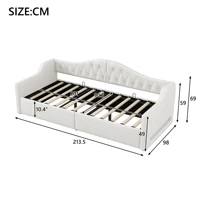 Мягкая кушетка 90x200, скандинавские европейские диваны для гостиной со светодиодным ремнем и местом для хранения под ним, бежевый — изображение 6