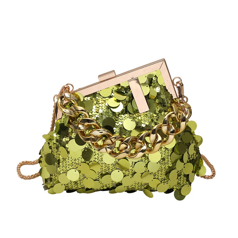 

2023 New Designer Women Sequins Chic Crossbody Bags Wedding Evening Clutch Lady Chain Shoulder Bags Glitter Handbags And Purses