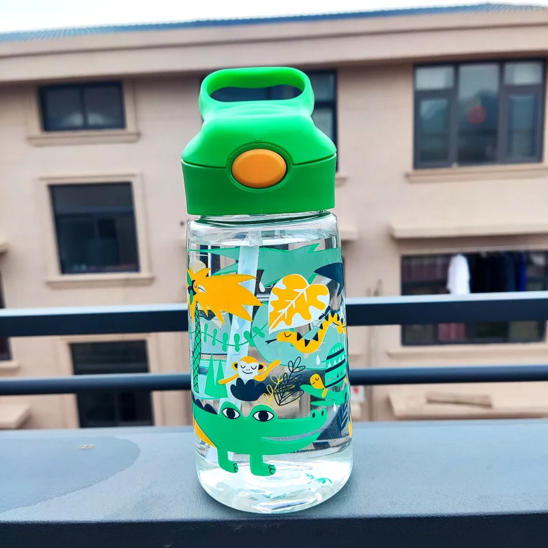 450ml Kids Water Bottle With Straw BPA Free Children Drinking Kettle Healthy Plastic Portable