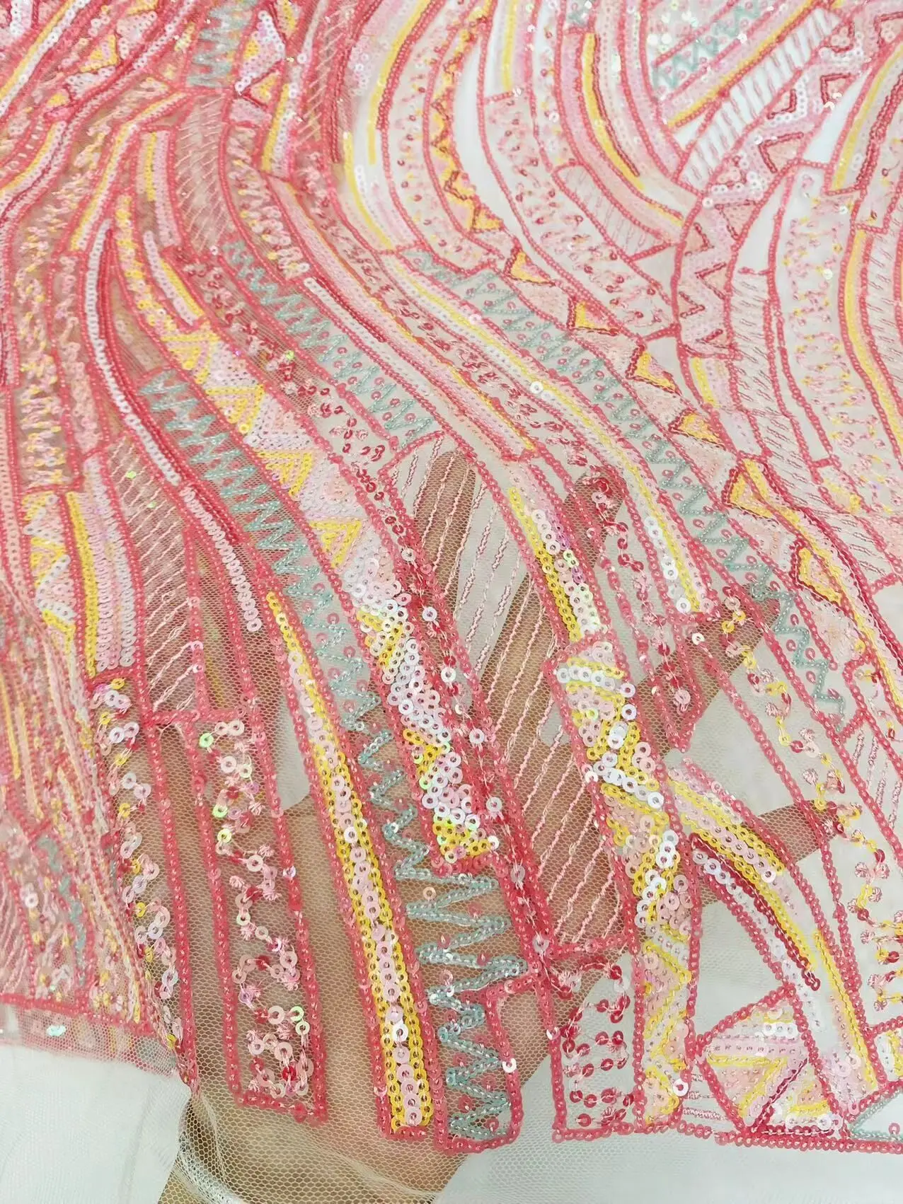 

Luxury African High Quality Nigerian Sequins With S-1306928 Lace French Tulle Fabric For Party Dress