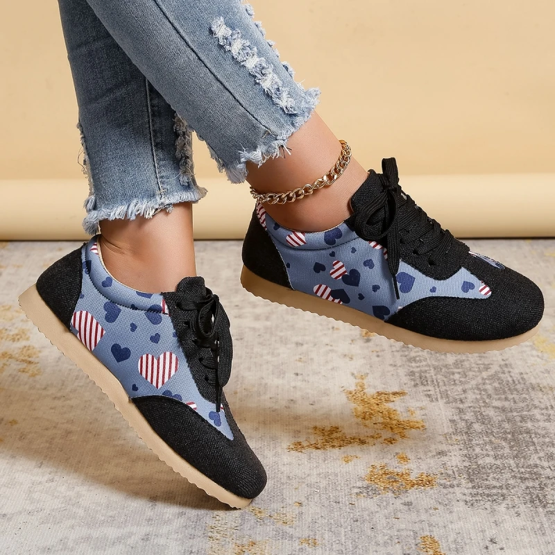 

Autumn New Lace Up Flower Design Women's Vulcanized Shoe Platform Fashion Running Skateboard Flat Bottom Women's Sports Shoes