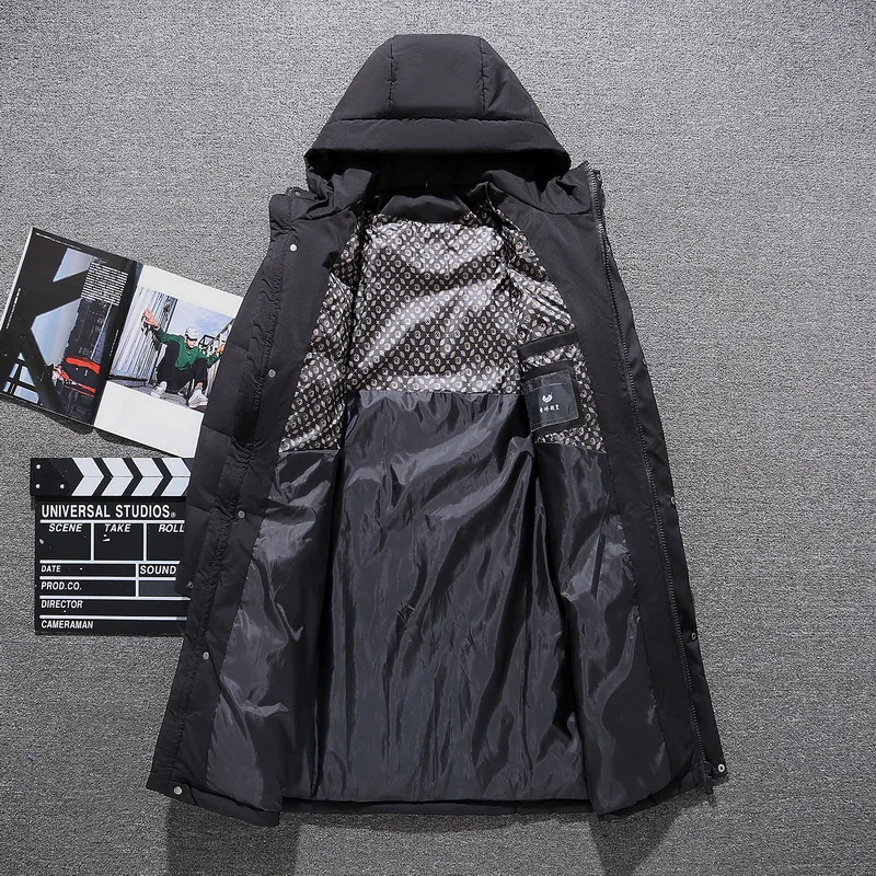 Men\'s Winter Thick Thermal Waterproof Down Jacket 80% White Duck Down Hooded Long Down Parka Outwear Coats Plus Size 5XL