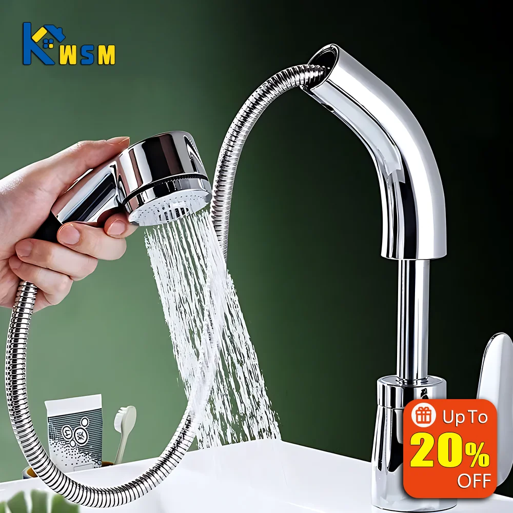 

Подъемный и опускающий Телескопический смеситель, медный кран для раковины, для холодной и горячей воды, аксессуары для кухонного шкафа и ванной комнаты