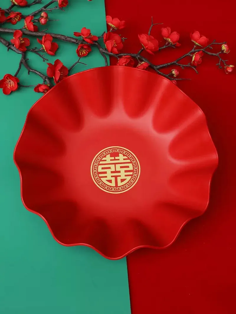 Decorative Platter for Fruit and Snack, Tray Plate for Serving Wedding, Chinese Candy Tea, Storage Style Supplies, Display Dis